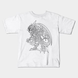 quetzalcoatl in metal mecha armor dragon ecopop pattern art Kids T-Shirt